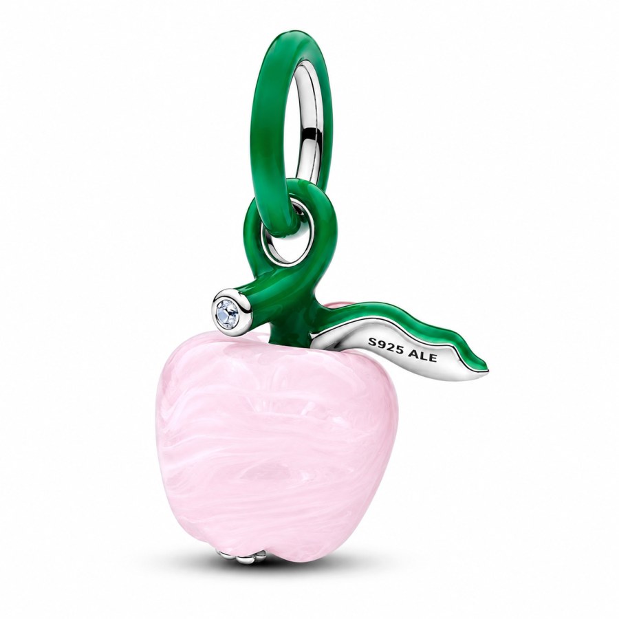 Pandora Stříbrný přívěsek Růžové jablko z muranského skla 794485C01
