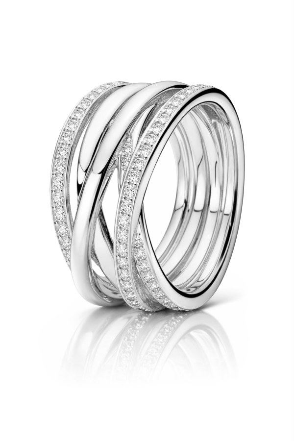 Pandora Stříbrný propletený prsten Timeless 190919CZ 58 mm