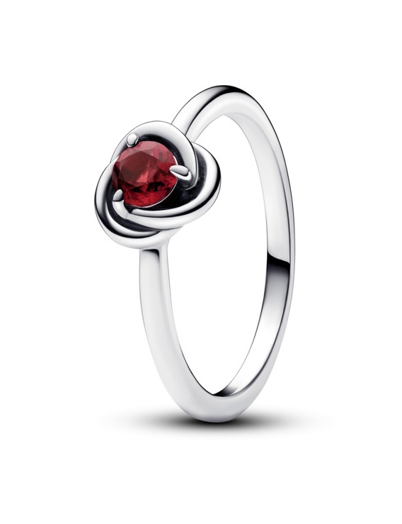 Pandora Stříbrný prsten s červeným krystalem Červencový kámen věčnosti 192993C07 56 mm