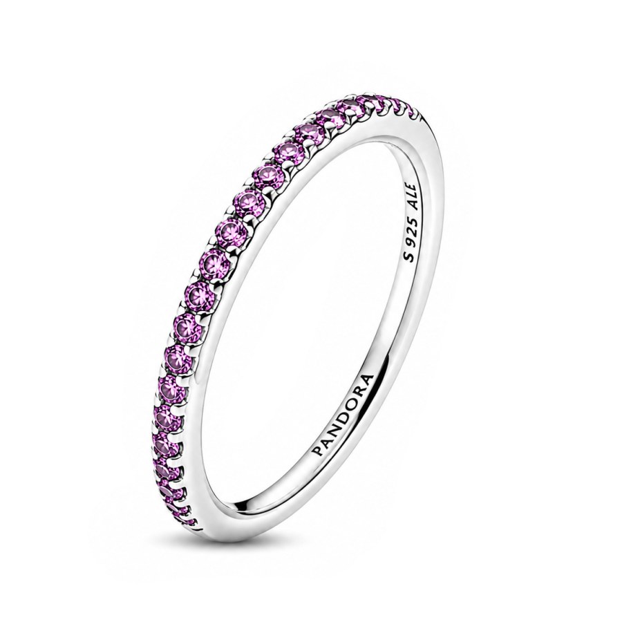 Pandora Stříbrný prsten s&nbsp;fialovými zirkony Timeless 192999C04 52 mm - Prsteny Prsteny s&nbsp;kamínkem