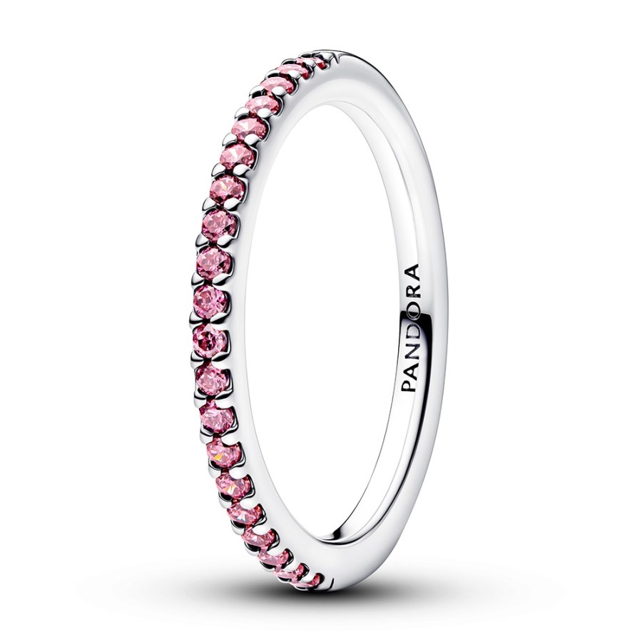 Pandora Stříbrný prsten s růžovými zirkony Timeless 192999C02 56 mm