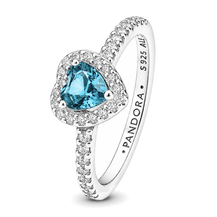 Pandora Stříbrný prsten se světle modrým srdcem Timeless 198421C10 56 mm - Prsteny Prsteny s&nbsp;kamínkem