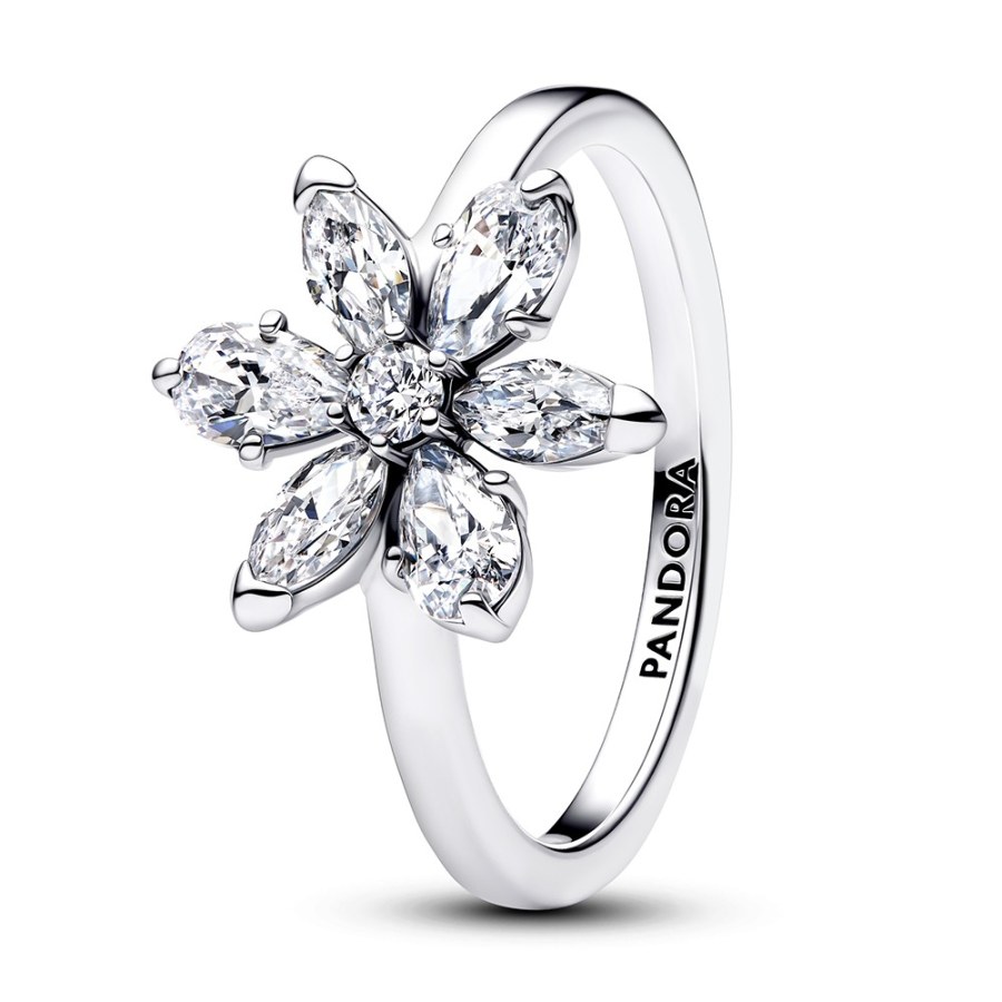 Pandora Stříbrný prsten se zirkony Třpytivý květ Timeless 193000C02 60 mm
