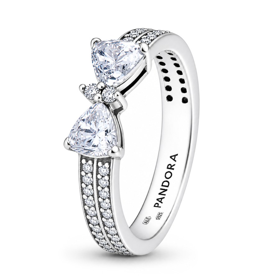 Pandora Stříbrný prsten Třpytivá mašlička Timeless 193552C01 58 mm