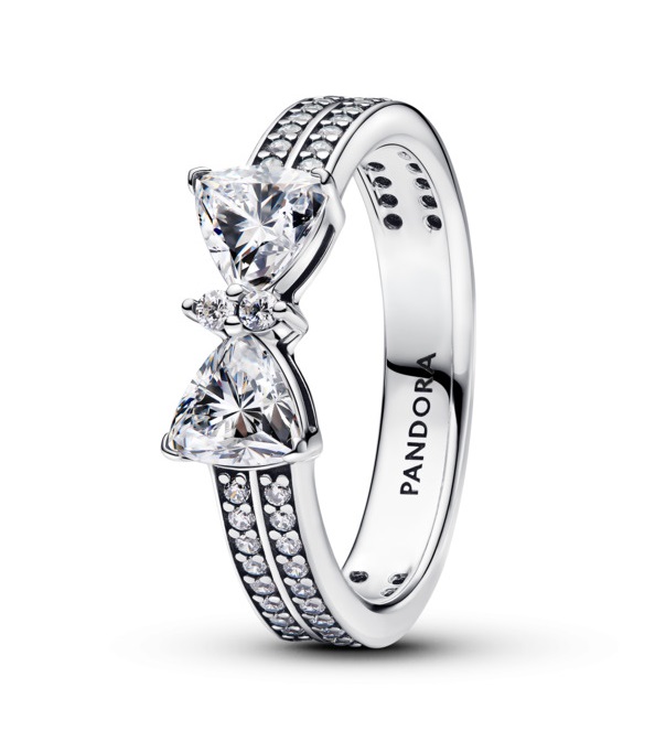 Pandora Stříbrný prsten Třpytivá mašlička Timeless 193552C01 52 mm