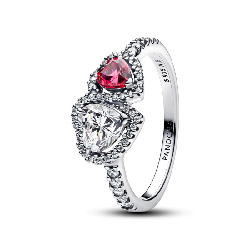 Pandora Stříbrný prsten Třpytivá srdce s aureolou Timeless 193662C01 50 mm - Prsteny Prsteny s kamínkem