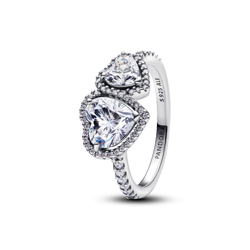 Pandora Stříbrný prsten Třpytivá srdce Timeless 193659C01 50 mm - Prsteny Prsteny s kamínkem