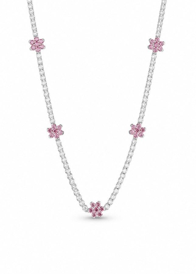 Pandora Tenisový náhrdelník Růžové květiny Timeless 394561C01-40