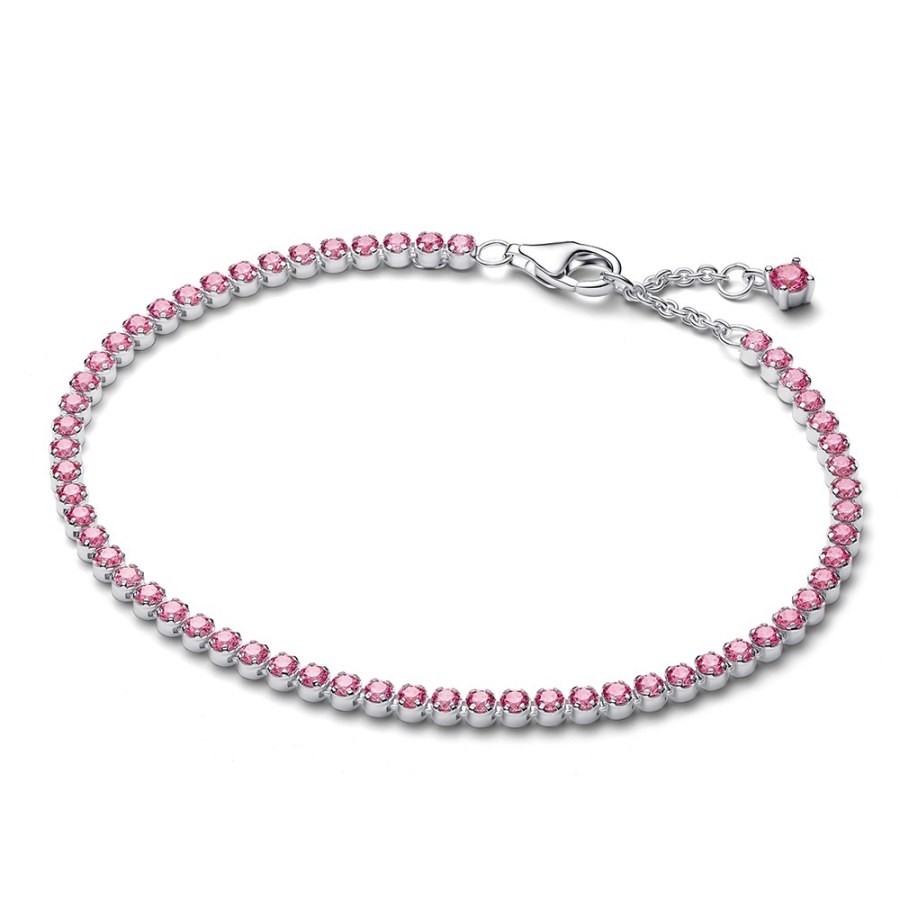 Pandora Tenisový náramek s růžovými zirkony Timeless 593927C02 18 cm