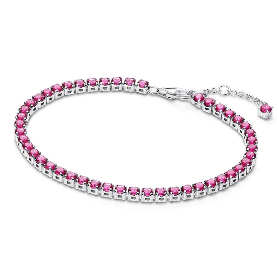 Pandora Tenisový stříbrný náramek s růžovými zirkony Timeless 591469C04 18 cm Pandora Tenisový stříbrný náramek s růžovými zirkony Timeless 591469C04 18 cm - Náramky Řetízkové náramky