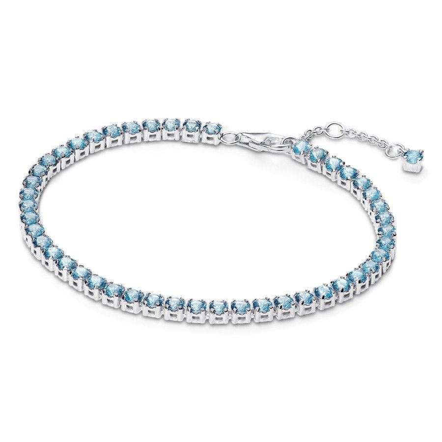 Pandora Tenisový stříbrný náramek se světle modrými zirkony Timeless 591469C03 18 cm Pandora Tenisový stříbrný náramek se světle modrými zirkony Timeless 591469C03 18 cm - Náramky Řetízkové náramky