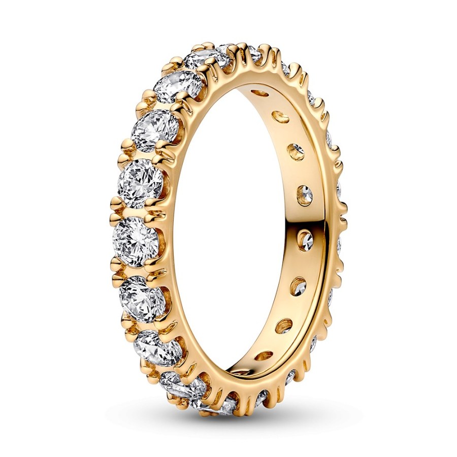 Pandora Třpytivý pozlacený prsten Shine Timeless 160050C01 56 mm - Prsteny Prsteny s kamínkem