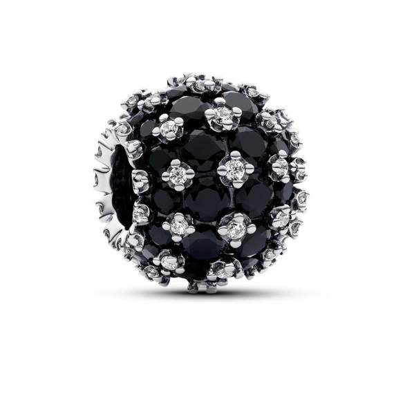 Pandora Třpytivý stříbrný korálek s černými zirkony 792630C04 - Náramky Přívěsky na náramky