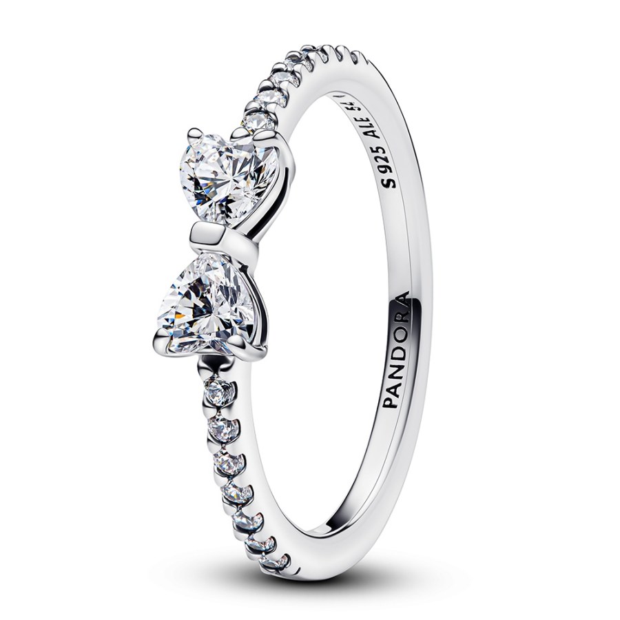 Pandora Třpytivý stříbrný prsten Čirá mašlička Timeless 193510C02 54 mm - Prsteny Prsteny s&nbsp;kamínkem