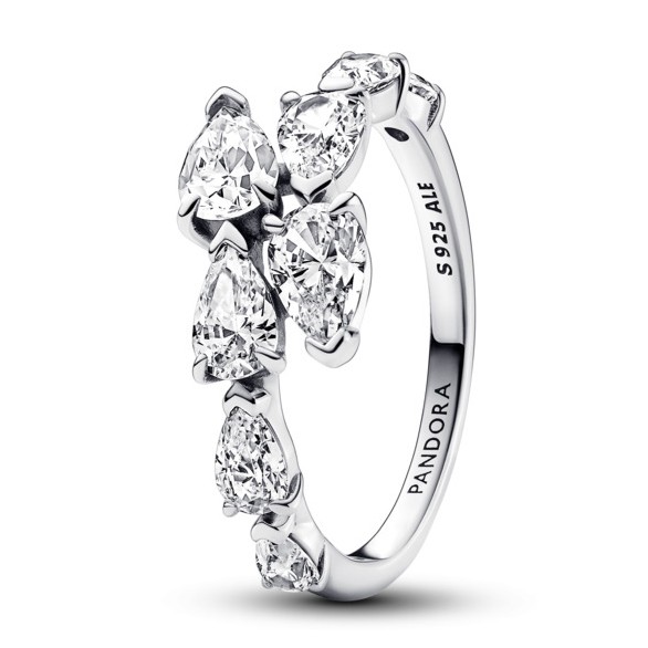 Pandora Třpytivý stříbrný prsten Překrývající se kroužky Timeless 193004C01 50 mm Pandora Třpytivý stříbrný prsten Překrývající se kroužky Timeless 193004C01 50 mm - Prsteny Prsteny s kamínkem