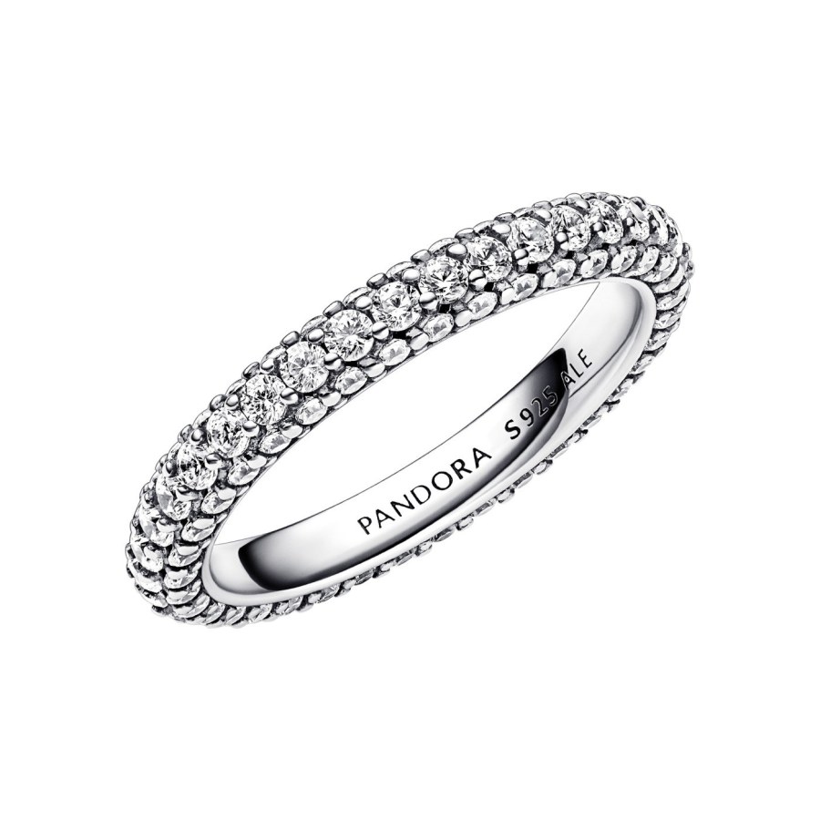 Pandora Třpytivý stříbrný prsten se zirkony Timeless 192627C01 58 mm - Prsteny Prsteny s kamínkem