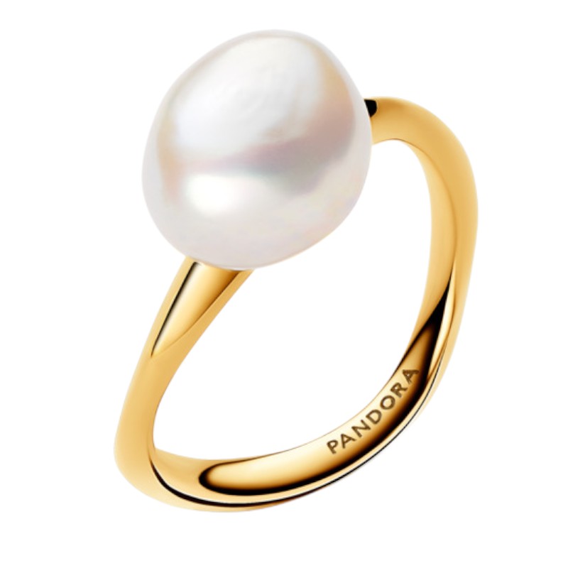 Pandora Úchvatný pozlacený prsten s&nbsp;perlou Essence Shine 163293C01 58 mm - Prsteny Prsteny bez kamínku