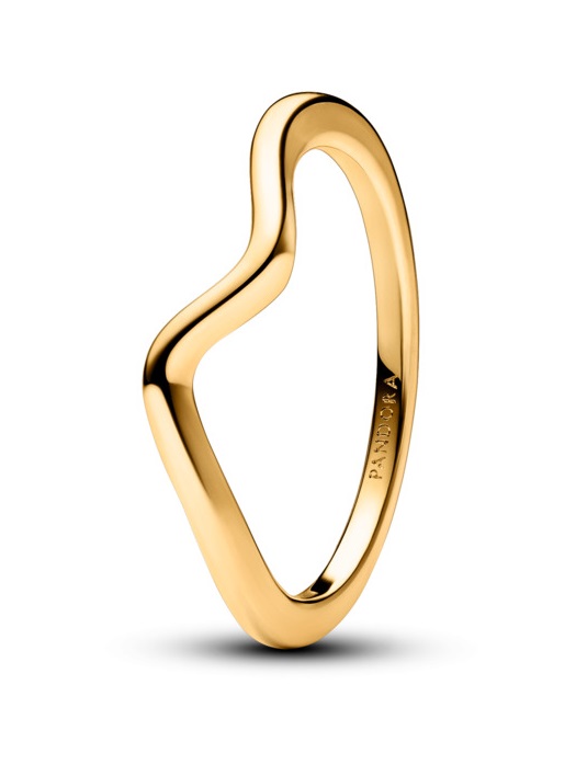 Pandora Vlnitý pozlacený prsten Timeless Shine 163095C00 58 mm