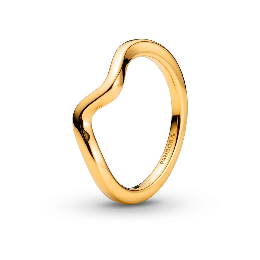 Pandora Vlnitý pozlacený prsten Timeless Shine 163095C00 56 mm