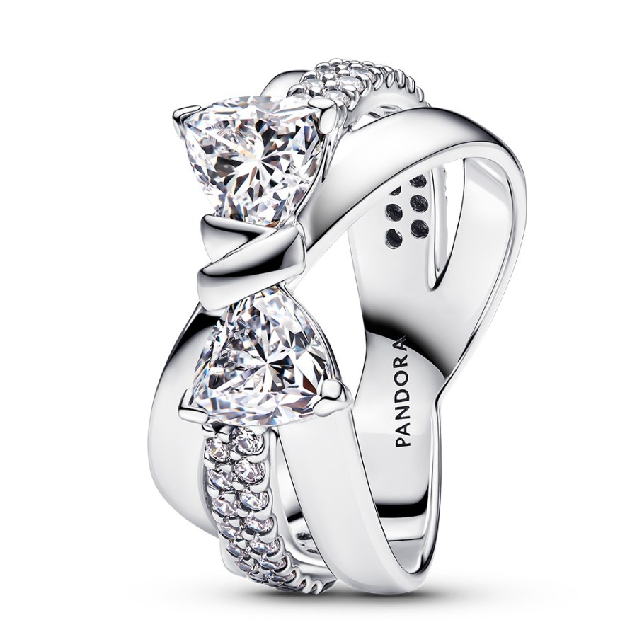 Pandora Výrazný stříbrný prsten Třpytivá mašlička Timeless 193553C01 54 mm