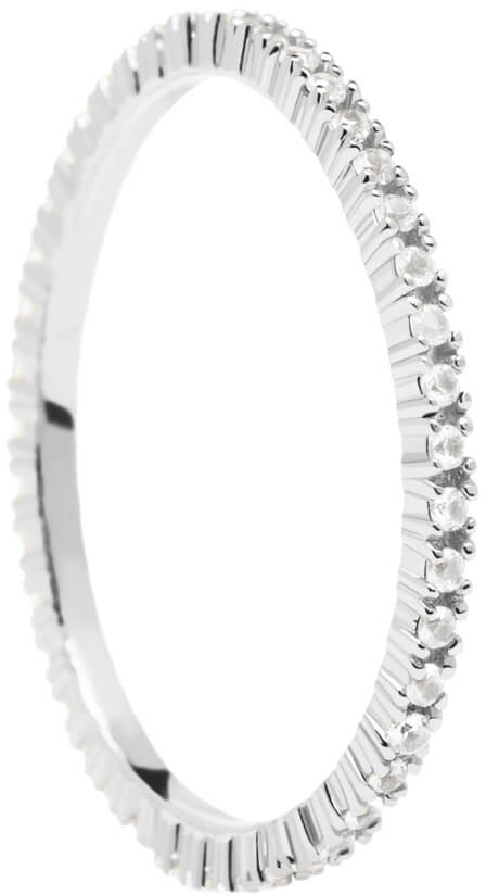 PDPAOLA Minimalistický prsten ze stříbra s třpytivými zirkony White Essential Silver AN02-347 50 mm - Prsteny Prsteny s kamínkem