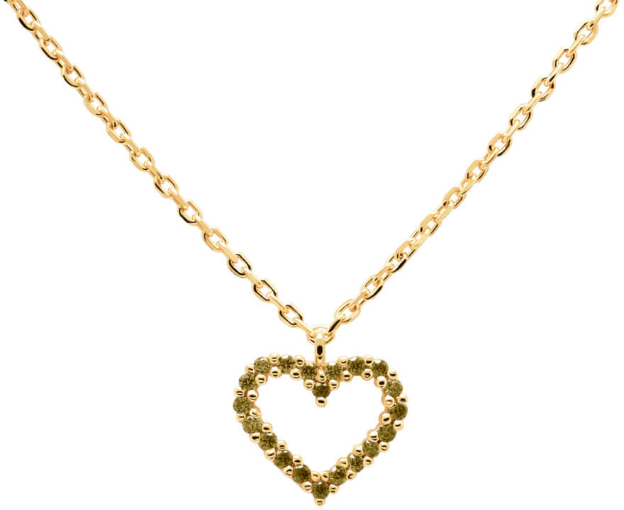 PDPAOLA Něžný pozlacený náhrdelník se srdíčkem Olive Heart Gold CO01-223-U (řetízek, přívěsek) - Náhrdelníky