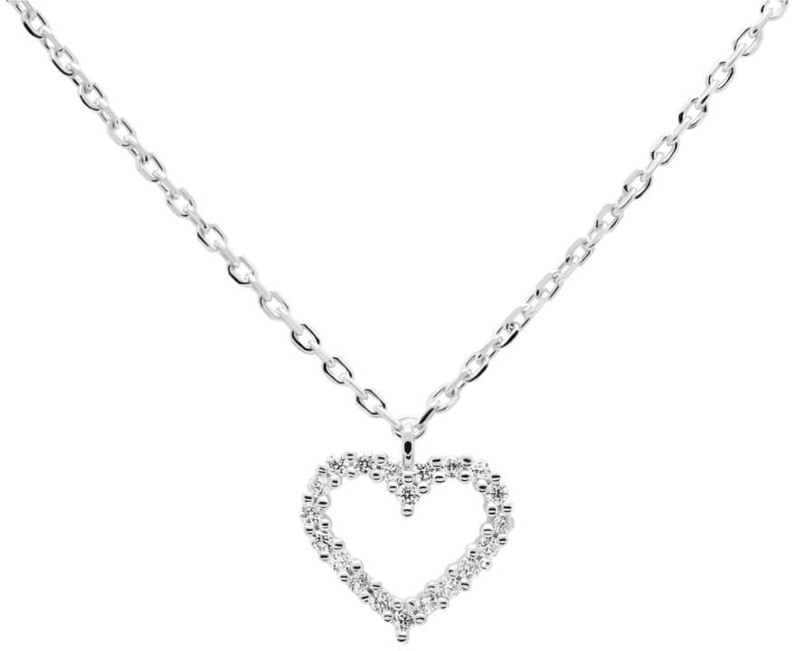 PDPAOLA Něžný stříbrný náhrdelník se srdíčkem White Heart Silver CO02-220-U (řetízek, přívěsek) - Náhrdelníky