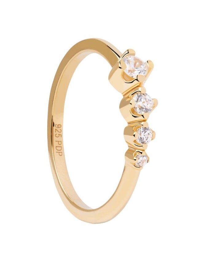 PDPAOLA Blyštivý pozlacený prsten se zirkony Spark Essentials AN01-801 48 mm - Prsteny Prsteny s kamínkem