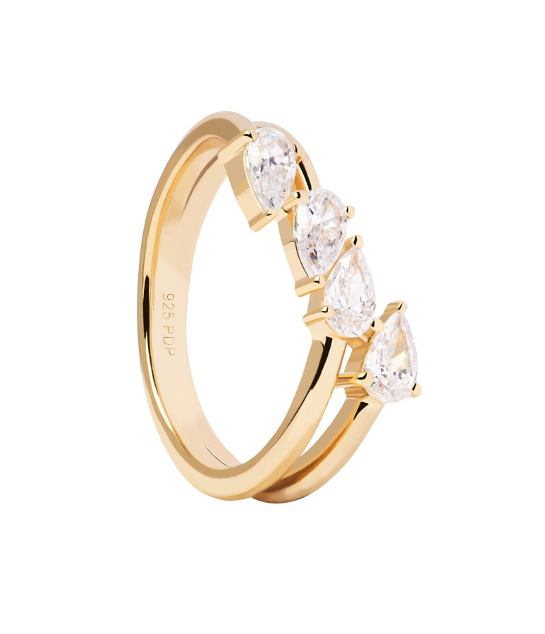 PDPAOLA Blyštivý pozlacený prsten se zirkony Terra Essentials AN01-861 48 mm - Prsteny Prsteny s kamínkem