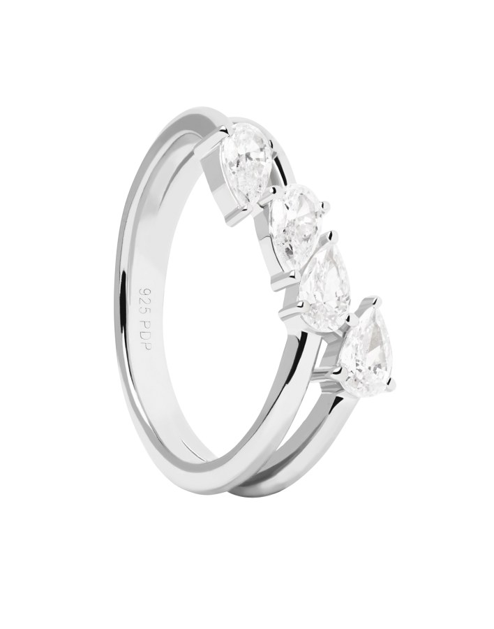 PDPAOLA Blyštivý stříbrný prsten se zirkony Terra Essentials AN02-861 48 mm - Prsteny Prsteny s kamínkem