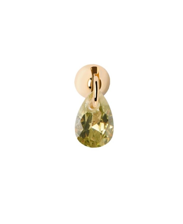 PDPAOLA Elegantní pozlacená single náušnice se zirkonem Green Lily Gold PG01-203-U - Náušnice Pecky