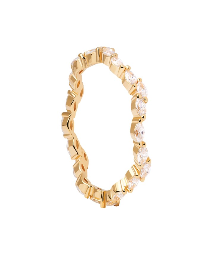 PDPAOLA Elegantní pozlacený prsten se zirkony Lake Essentials AN01-875 52 mm - Prsteny Prsteny s kamínkem