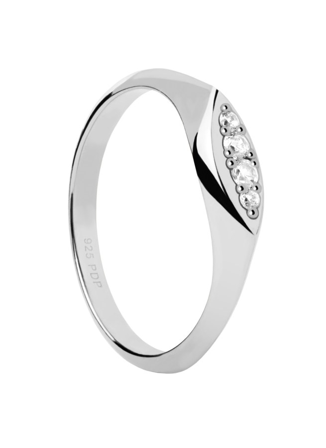 PDPAOLA Elegantní stříbrný prsten se zirkony Gala Vanilla AN02-A52 48 mm - Prsteny Prsteny s kamínkem