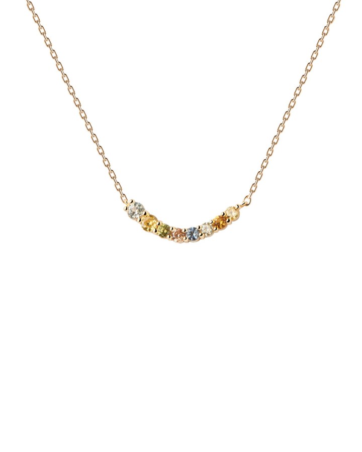 PDPAOLA Jemný pozlacený náhrdelník se zirkony RAINBOW Gold CO01-859-U - Náhrdelníky