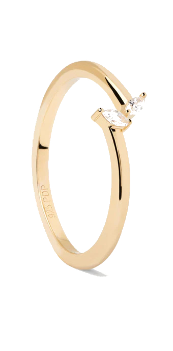 PDPAOLA Jemný pozlacený prsten se zirkony EVA Gold AN01-876 48 mm - Prsteny Prsteny s kamínkem