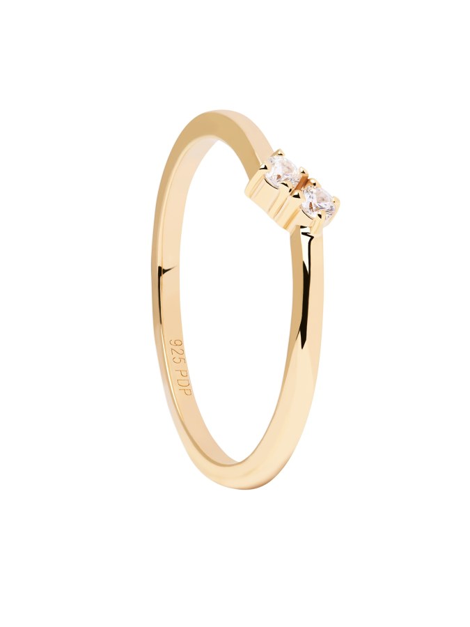 PDPAOLA Minimalistický pozlacený prsten se zirkony Couplet Essentials AN01-872 50 mm