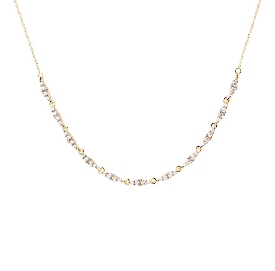 PDPAOLA Luxusní pozlacený náhrdelník se zirkony Spice Vanilla CO01-682-U - Náhrdelníky