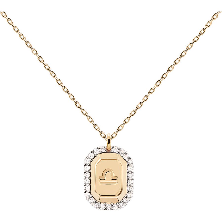PDPAOLA Originální pozlacený náhrdelník Váhy LIBRA CO01-574-U (řetízek, přívěsek) - Náhrdelníky