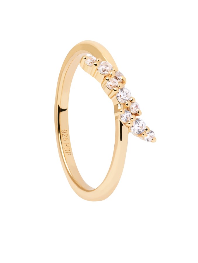 PDPAOLA Originální pozlacený prsten se zirkony Natura Essentials AN01-886 52 mm - Prsteny Prsteny s kamínkem