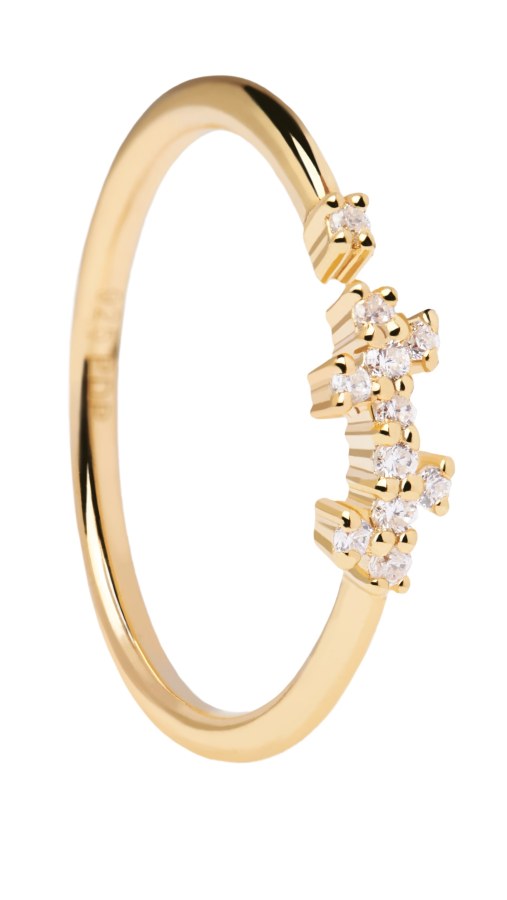 PDPAOLA Otevřený pozlacený prsten se zirkony PRINCE AN01-672 50 mm - Prsteny Prsteny s kamínkem
