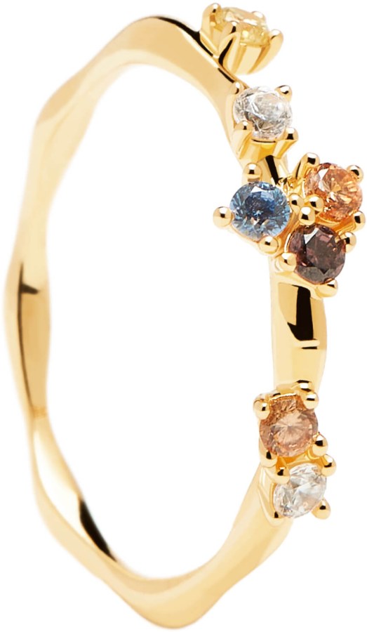 PDPAOLA Půvabný pozlacený prsten se zirkony FIVE Gold AN01-210 52 mm