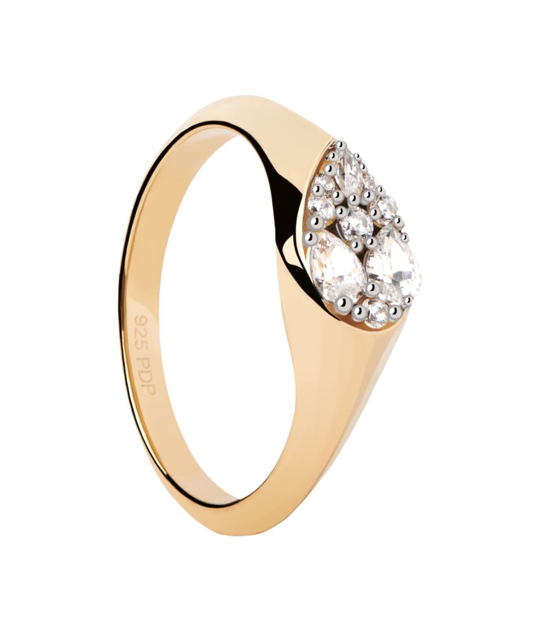 PDPAOLA Půvabný pozlacený prsten se zirkony Vanilla AN01-A51 48 mm - Prsteny Prsteny s kamínkem