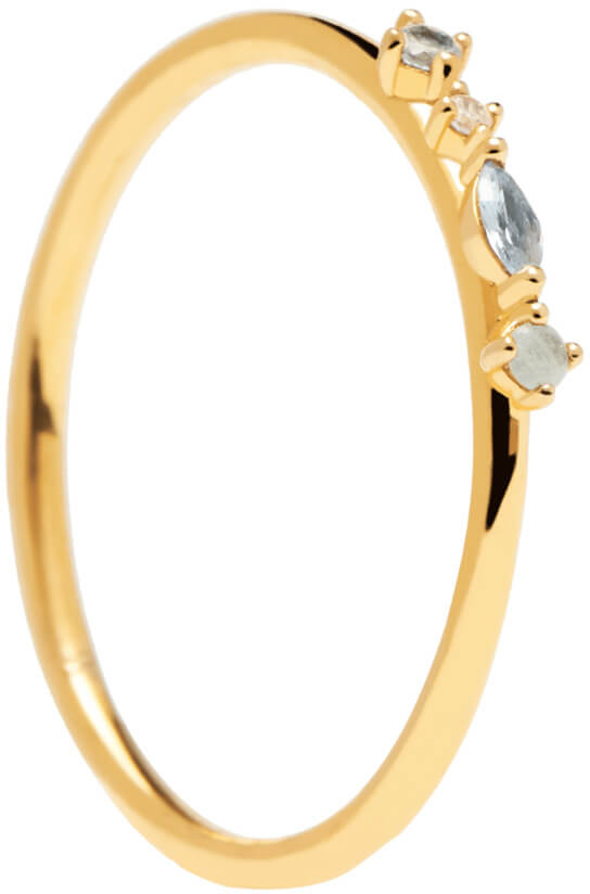 PDPAOLA Půvabný pozlacený prsten ze stříbra MIDNIGHT BLUE AN01-193 54 mm - Prsteny Prsteny s kamínkem