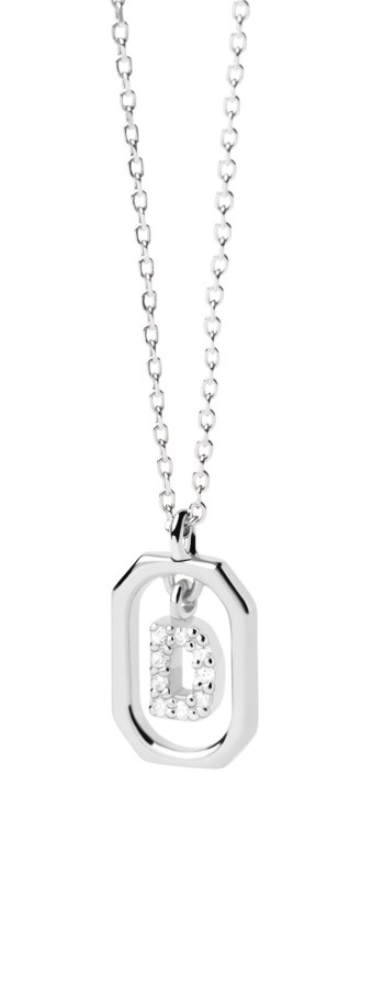 PDPAOLA Půvabný stříbrný náhrdelník písmeno "D" LETTERS CO02-515-U (řetízek, přívěsek) - Náhrdelníky