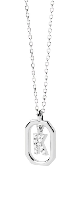 PDPAOLA Půvabný stříbrný náhrdelník písmeno "K" LETTERS CO02-522-U (řetízek, přívěsek) - Náhrdelníky