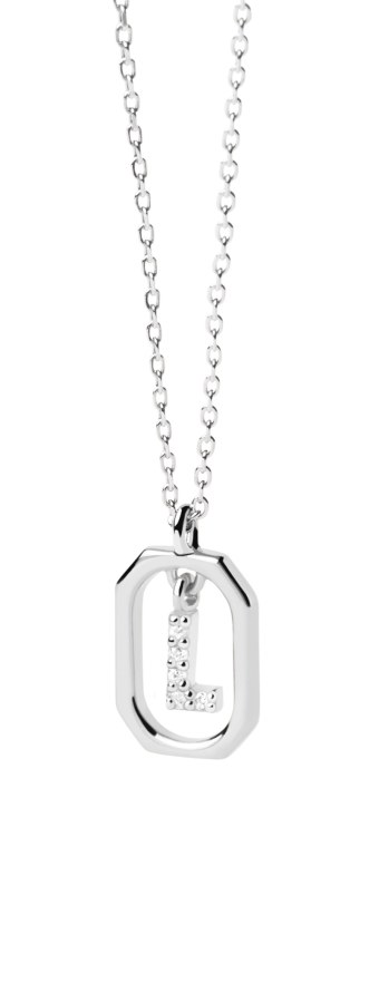 PDPAOLA Půvabný stříbrný náhrdelník písmeno "L" LETTERS CO02-523-U (řetízek, přívěsek) - Náhrdelníky