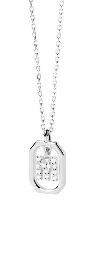 PDPAOLA Půvabný stříbrný náhrdelník písmeno "M" LETTERS CO02-524-U (řetízek, přívěsek) - Náhrdelníky