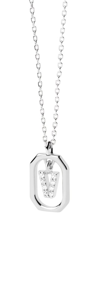 PDPAOLA Půvabný stříbrný náhrdelník písmeno "V" LETTERS CO02-533-U (řetízek, přívěsek) - Náhrdelníky