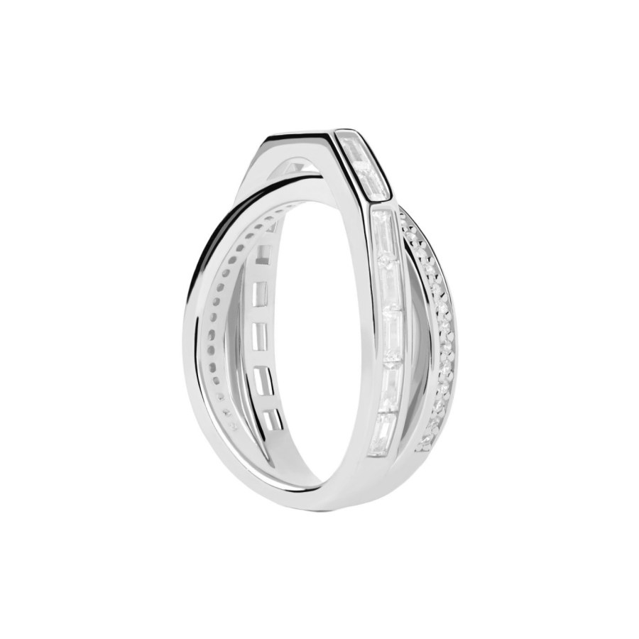 PDPAOLA Třpytivý stříbrný prsten se zirkony Olivia Essentials AN02-A10 52 mm - Prsteny Prsteny s kamínkem