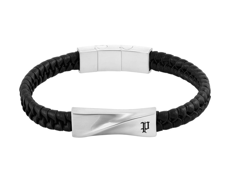 Police Černý kožený náramek pro muže Contorto PEAGB0081704 - Náramky Kožené náramky